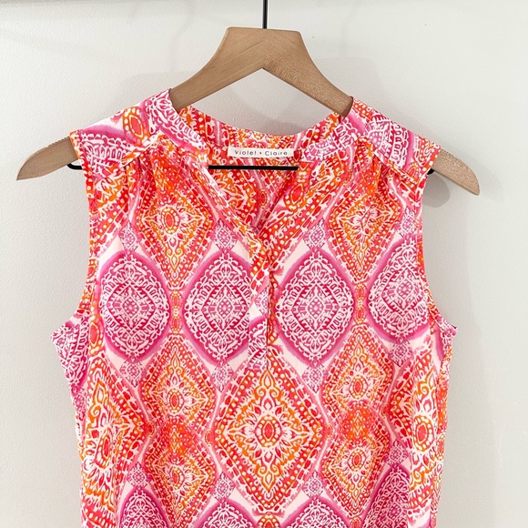 Violet & Claire Sleeveless Colorful Blouse Pink & Orange Size Small - Picture 2 of 5
